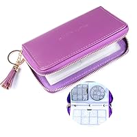 24 Slots Nail Stamping Plate Holder Case Round Square Rectangular Nail Art Stamp Plate Organizer Purple Color Stamping Ablum (Purple)