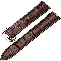 Genuine Leather Watch Strap for Omega Watch Seamaster Wristband 19mm 20mm 22mm Deployant Clasp Black Brown Watchband Bracelet (Color : 10mm Gold Clasp, Size : 18mm)