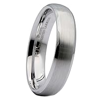 White Tungsten Carbide, Black or Gold Plated Brushed Curved with Polished Edges Wedding Band 5mm COMFORT FIT Ring