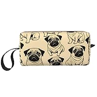 Cute Pug Dog Printed Portable Cosmetic Bag Zipper Pouch Travel Cosmetic Bag, Daily Storage Bag