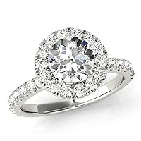 Halo Ring Round Cut 1.00Ct (6.5MM), VVS1 Clarity, Moissanite Diamond, 925 Sterling Silver Ring, Promise Ring, Engagement Ring, Wedding Gift, Jewelry