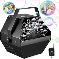 Theefun Bubble Machine: Wired and Wireless Remote Control 750mL Metal Bubble Blower Machine with High Output, Plug-in Kids Bubble Maker for Parties Wedding Birthday Indoor Outdoor Use with AC Adapter