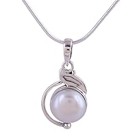 NOVICA Cream Cultured Freshwater Pearl .925 Sterling Silver Necklace, 15.75