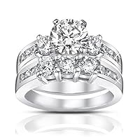 1.85 ct Ladies Round Cut Diamond Engagement Accented Ring in Platinum