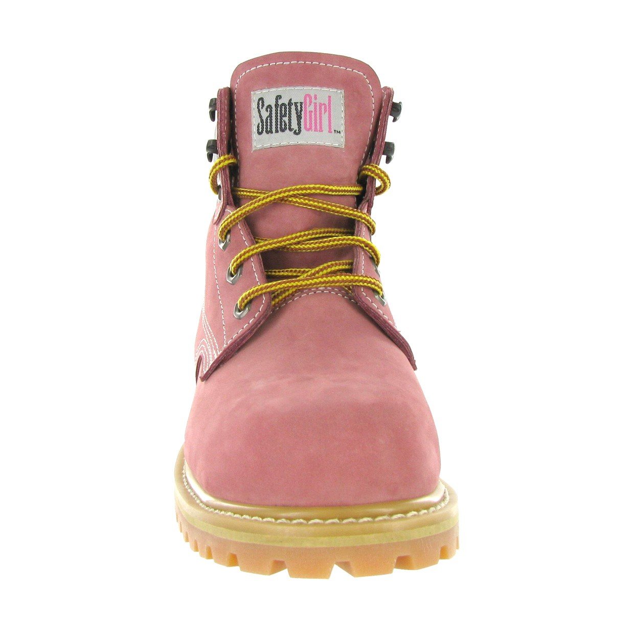 SafetyGirl Nubuck Leather Steel Toe Womens Work Boot, 9.5W, Light Pink