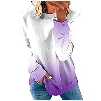 Womens Casual Long Sleeve Sweatshirt Crew Neck Casual Pullover Tops Fall Fashion Gradient Sweatshirts Relaxed Fit