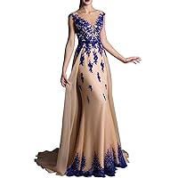 Women's s V-Neck Prom Dresses Long A-Line Evening Party Gowns