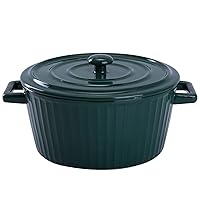 WHJY Green Colorful Ceramic Casserole Dish with Lid，1 Quart Ceramic Casserole Pan for Bakeware Oven