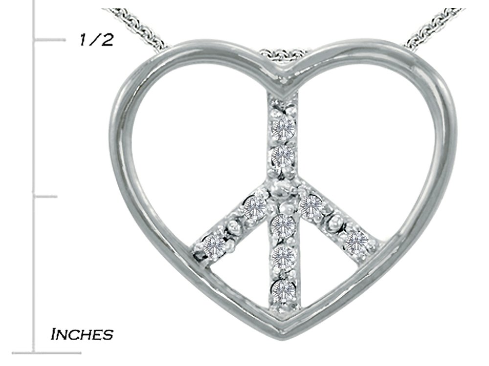 Tommaso Design 10k Gold Peace Sign Heart Pendant Necklace