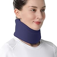 VELPEAU Neck Brace for Neck Pain and Support, Soft Cervical Collar for Sleeping, Vertebrae Whiplash Wrap Aligns, Stabilizes & Relieves Pressure in Spine for Women & Men (Blue, Medium 3.5″)