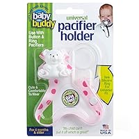 Baby Buddy Pacifier Clip Holder, Newborn Essential with Universal Fit for all Binky and Teether Brands, Ages 4+ Months, Pink Dots, 1 Pack