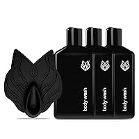 Skincare with Scrubber Gift Set for Men, Body Acne System - Shower Set with 10 Fl Oz, 3 Pack Charcoal Powder & Salicylic Acid for All Skin Types - Rich Lather for Coverage & Deep Clean
