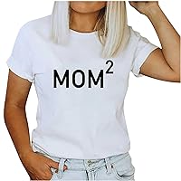 Mom Letter Print Mother's Day T-Shirts 2023 Summer Womens Modal Tops Short Sleeve Crewneck Casual Loose Fit Cute Blouses