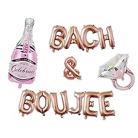 Bach & Boujee Foil Balloons Banner, 16inch Rose Gold Letter Mylar Balloons Champagne Diamond Ring Balloon for Bride Wedding Bacheloretter Party Decor