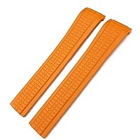 21mm Fluororubber Watchband for Patek Aquanaut Philippe Strap 5164A 5167A Black Blue Orange Soft Rubber Curved End Bracelets (Color : Orange, Size : Rose Buckle)