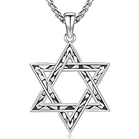 Triskelion/Star of David/Celtic Cross/Pentagram Necklace 925 Sterling Silver Celtic Pendant Spiritual Jewelry for Women Men