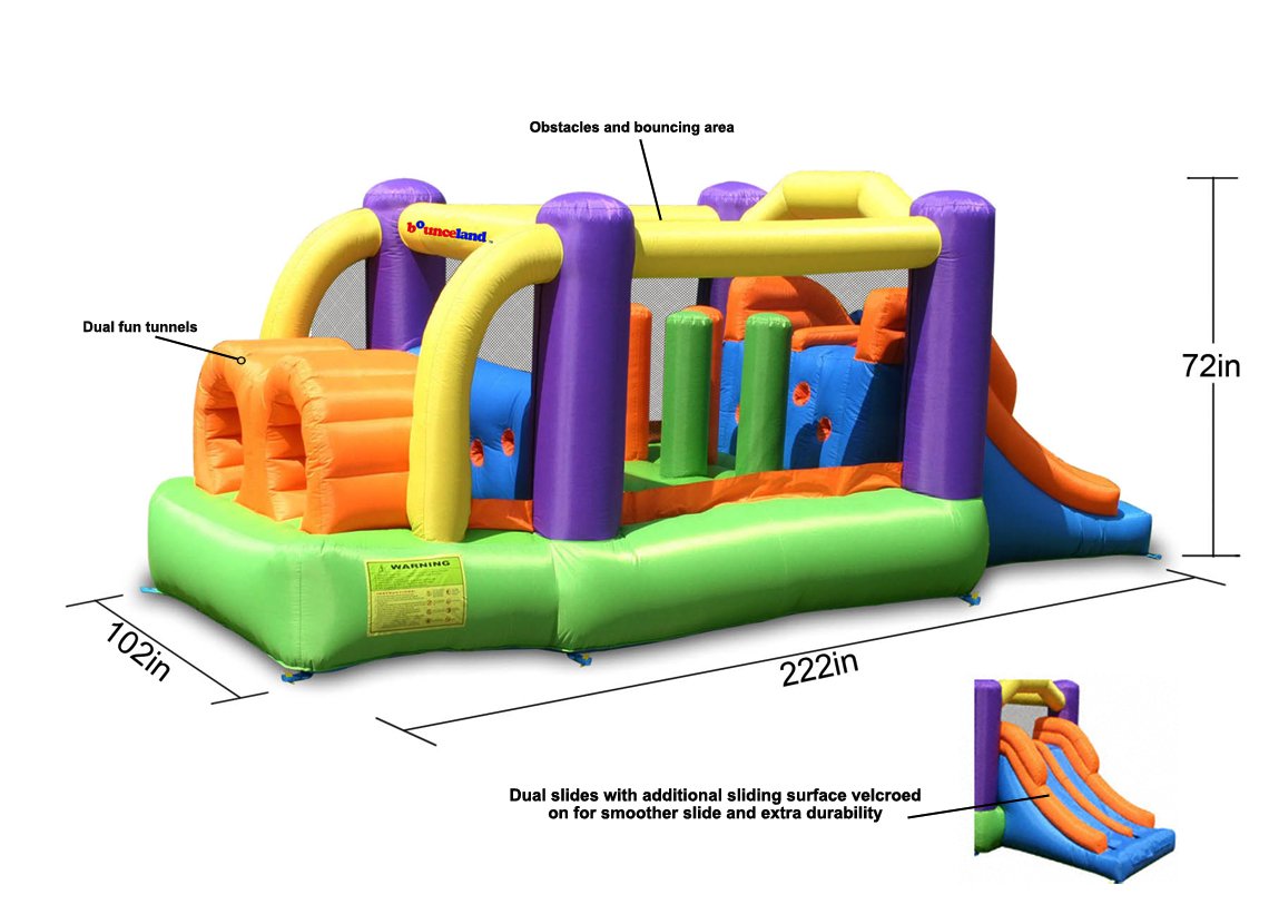 Bounceland Bounce House Inflatable Bouncer Obstacle Pro-Racer Combo Slides