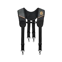 WOLF WTH2115 Padded 4-point Suspenders for Tool Work Belt | Universal Breathable Comfort Lightweight | Contractors Handyman | Pain Stress Relief Weight Distribution