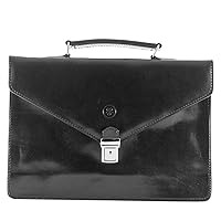 Maxwell Scott - Luxury Leather Slim Small Briefcase - 1 Section with Shoulder Strap and Key Lock - The Lorenzo