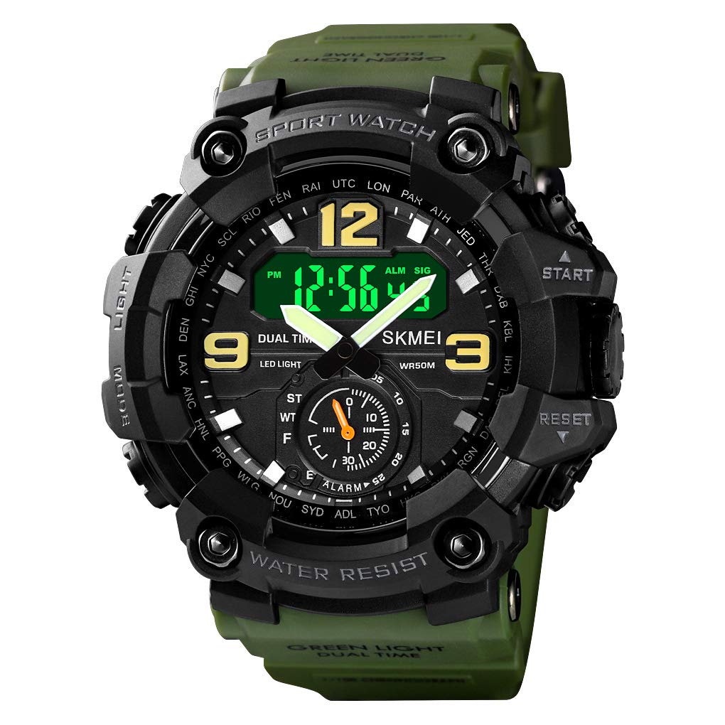 Mens Quartz Wristwatches Dual Display Analog Digital LED Electronic Clock Waterproof G Style Military Sport Male Watches…