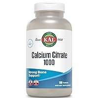 KAL Calcium Citrate 1000mg, Calcium Supplements for Women and Men, Bone Health, Teeth, Nervous, Muscular & Cardiovascular System Support, Gluten Free and Lab Verified, 60 Servings, 180 Tablets