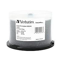 Verbatim 4.7GB Up to 16X Datalifeplus White Inkjet Printable Recordable Disc DVD-R, 50 -Disc Spindle