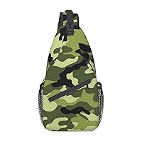 Camo Green Print Cross Chest Bag Diagonally,Sling Backpack Fashion Travel Hiking Daypack Crossbody Shoulder Bag For Men Women