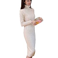 Autumn Winter Women's Sweater Dress Thickening Knit Dresses Casual Knitted Sweater Warm Coat