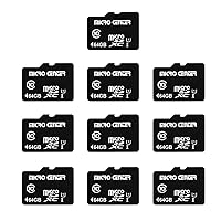 INLAND Micro Center 64GB Class 10 MicroSDXC Flash Memory Card 10 Pack with Adapter for Mobile Device Storage Phone, Tablet, Drone & Full HD Video Recording - 80MB/s UHS-I, C10, U1 (10 Pack)