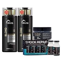 TRUSS Blond Shampoo and Conditioner Set Bundle with Hair Mask and Shock Repair Hair Treatment For Damaged Hair