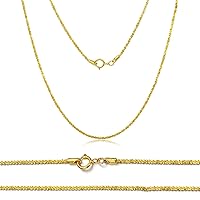 MRENITE Solid 18k Yellow Gold 1mm/2mm/3mm Gypsophila Chain Necklace Diamond Cut Shiny Gold Chain Pendant Spring Clasp for Women Her 14