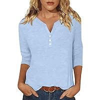 Tops for Women Womens 3/4 Sleeve Tops and Blouses Raglan Sleeve Tops for Women Elbow Length Tops for Women Ladies Blouse Solid Tunics for Women Tunic Blouses for Women Dressy Turquoise XL