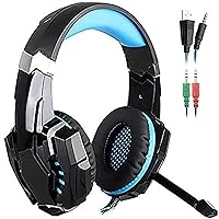 SENHAI G9000 3.5mm Game Gaming Headphone Headset Earphone Headband with Microphone LED Light for Computer Tablet Mobile Phones PS4 - Black and Blue
