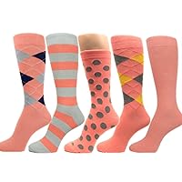 Men's Various Peach Dress Socks(5 Pairs)