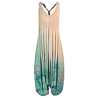 Jumpsuits for Women Casual Print Loose Large Size Casual Sleeveless Strappy Jumpsuit