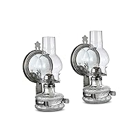 2 Pieces Large Wall Oil Lamp Vintage Glass Kerosene Lamp 7/8 Wick Decorative Wall Mounted Oil Lamps for Indoor Use Emergency Lighting Hurricane Lamp with Mirror Chamber Oil Lantern