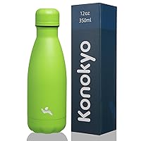 Insulated Water Bottles,12oz Double Wall Stainless Steel Vacumm Metal Flask for Sports Travel,Green