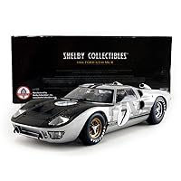 Shelby Collectibles SC404S 1966 Ford GT-40 MK 2 Silver No.7 1-18 Diecast Car Model