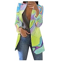 Coats for Women Casual Fashion Print Lapel Long Sleeve Slim Fit Small Button Jacket