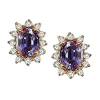 Tommaso Design Oval 8x6 mm Simulated Alexandrite Earrings 14kt Gold