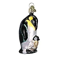 Old World Christmas Collection Glass Blown Ornaments for Christmas Tree Emperor Penguin, Green