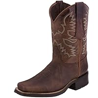 Texas Legacy Mens Chedron Western Leather Cowboy Boots Rodeo Saddle Square Toe