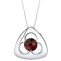 PEORA Sterling Silver Trinity Knot Pendant Necklace for Women in Various Gemstones, Round Shape 6mm, with 18 inch Italian Chain