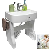 HTTMT- Washstand Self-Care Station Portable Wash Basin For Child Kids Baby Toddler KEarly Training Learning Plastic Washbasin Simulation Towel Shelf [P/N: ET-BABY007-WHITE]