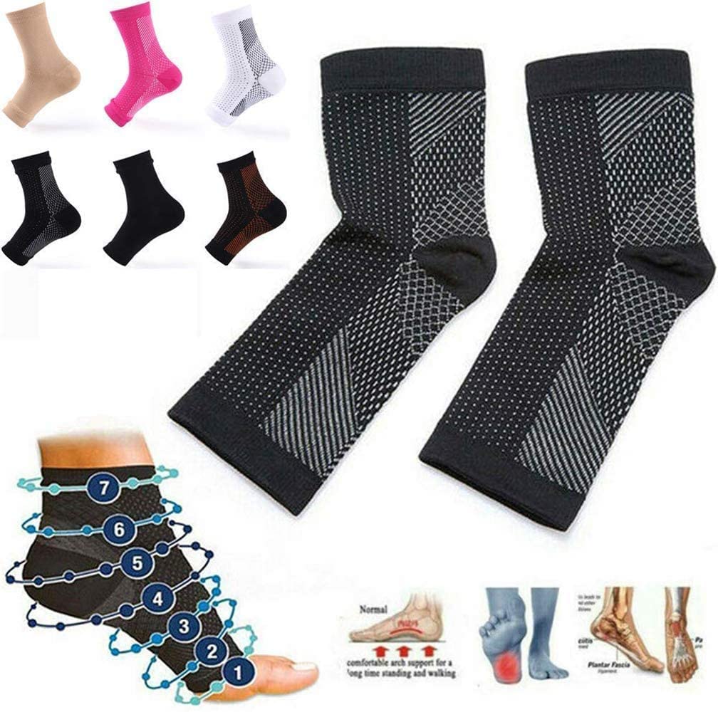VEIRGAMO 6 Pairs Dr Sock Soothers Socks Anti Fatigue Compression Foot Sleeve Support Brace Sock For Men & Women, Foot Compression Sleeve For Pain (S/M)