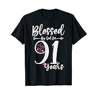Blessed by God For 91 Years Old 91st Birthday Gift For Women T-Shirt
