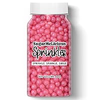 SugarMeLicious Pearls Sprinkles, Delicious Edible Sugar Pearl Sprinkles For Decorating Cakes, Cupcakes, Cookies, Ice Cream And Desserts, Vibrant Colors, Food-Safe & Resealable Jar, (3 oz, Bright Pink)