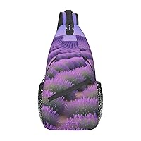 Lavender Flower Cross Chest Bag Diagonally Multi Purpose Cross Body Bag Travel Hiking Backpack Men And Women One Size