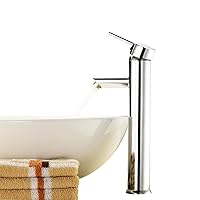 Single Copper Handle Contemporary Bathroom Lavatory Vanity Vessel Sink Faucet Chrome Tall Spout Mixer Taps Plumbing Fixtures Single Hole Bowl Sink