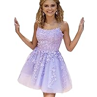 2023 Cute A Line Lace Short Prom Dresses Spaghetti Straps Formal Graduation Homecoming Junior Gown